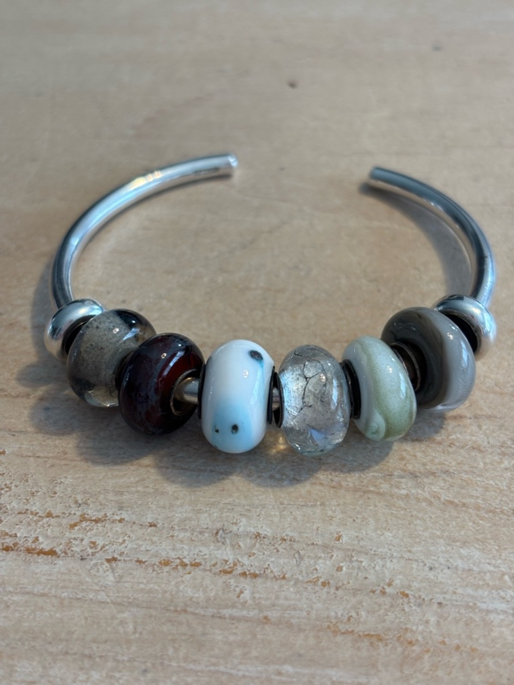 Glass beads with sterling silver core